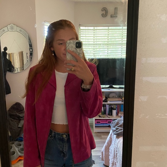 Pink leather jacket - Picture 2 of 5